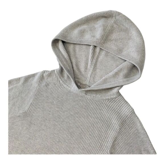Athleta | Rest Day Hoodie Sweater Dove Grey Knit Pima Cotton Silk Blend | S - Picture 5 of 10